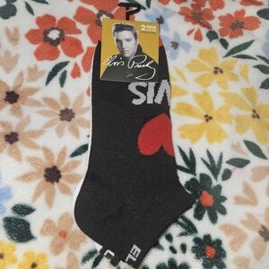 Source Unknown Black Socks with Red Heart Design